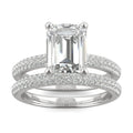 2.96 CTW DEW Emerald Moissanite Pavé Bridal Set in 14K White Gold