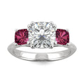 3.40 CTW DEW Cushion Moissanite Engagement Ring in 14K White Gold
