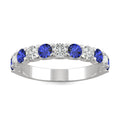 1.58 CTW DEW Round Moissanite and Created Sapphire Band in 14K White Gold