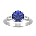 3.07 CTW DEW Round Created Sapphire Three-Stone Ring in 14K White Gold