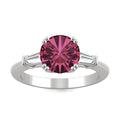 3.07 CTW DEW Round Ruby Three-Stone Basket Ring in 14K White Gold