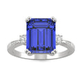 4.14 CTW DEW Created Emerald Sapphire Ring in 14K White Gold