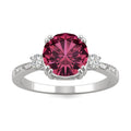 2.84 CTW DEW Round Created Ruby Ring in 14K White Gold