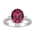 3.64 CTW DEW Oval Created Ruby Ring in 14K White Gold
