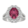 3.24 CTW DEW Oval Ruby Halo Ring in 14K White Gold