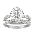 2.64 CTW DEW Round Moissanite Pavé Bridal Set in 14K White Gold