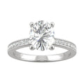 2.28 CTW DEW Oval Moissanite Engagement Ring in 14K White Gold