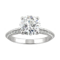 2.26 CTW DEW Round Moissanite Knife-Edge Engagement Ring in 14K White Gold