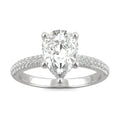 2.31 CTW DEW Pear Moissanite Pavé Engagement Ring in 14K White Gold