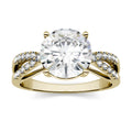 2.92 CTW DEW Round Moissanite Engagement Ring in 14K Yellow Gold