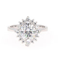 2.42 CTW DEW Oval Moissanite Halo Engagement Ring in 14K White Gold