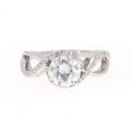 1.75 CTW DEW Round Moissanite Twist Solitaire With Accents Engagement Ring in 14K White Gold