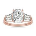 3.46 CTW DEW Elongated Cushion Moissanite Five Stone Ring in 14K Rose Gold