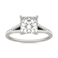 1.71 CTW DEW Princess Moissanite Split Shank Accented in 14K White Gold