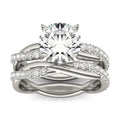 2.39 CTW DEW Round Moissanite Twist Wedding Set in 14K White Gold