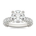 3.76 CTW DEW Round Moissanite Trellis Side-Stone Ring in 14K White Gold