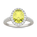 2.38 CTW DEW Oval Yellow Moissanite Halo Engagement Ring in 14K White Gold