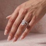 Solisfine Moissanite 5.5Ct Solitaire Oval Cut White Gold Engagement Ring with Eternity Oval Cut Ring