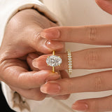 Moissanite 5.5 Ct Solitaire Oval Cut Yellow Gold Engagement Ring with Eternity Oval Cut Ring
