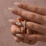 Moissanite 2.0Ct Marquise Cut Solitaire Engagement Ring with Pavé Eternity Ring