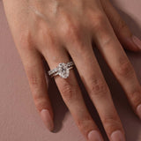 Moissanite 4.0 Ct Oval Cut White Gold Engagement Ring with Oval Cut Eternity Ring