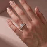 Solisfine Moissanite 3.0Ct Round Cut Yellow Gold 3PC Travel Engagement Ring with Oval & Round Cut Wedding Band