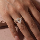 Solisfine Moissanite 2PC 4.0Ct Marquise Cut Yellow Gold Bridal Ring Set with Oval Cut Wedding Band