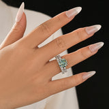 Moissanite 4.0Ct Turquoise Round Cut Side Stone White Gold Travel Bridal Set