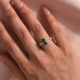 S925 Moissanite 3.5Carat Green Radiant Cut Engagement Ring With 0.5Ct Half Eternity Thin Wedding Band
