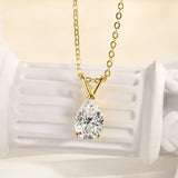 Solisfine Moissanite 1.5 Ct Pear Cut Yellow Gold Pendant Necklace