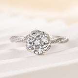 Solisfine Moissanite 1.0 Ct Flower Design Promise Ring For Women