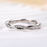 Solisfine Moissanite 0.3 Ct Round Cut Pave White Gold Wedding Band