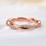 Solisfine Moissanite 0.3 Ct Round Cut Pave Rose Gold Wedding Band