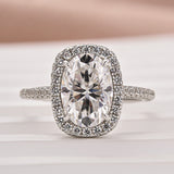 Solisfine Moissanite 2.5 Ct Halo Oval Cut Promise Ring For Women