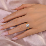 Solisfine Moissanite 2.0 Ct ~4.0Ct Round Cut Yellow Gold Promise Ring