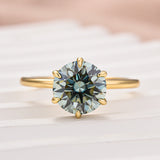 Solisfine Moissanite 2.0 Ct Round Cut Paraiba Tourmaline Engagement Ring