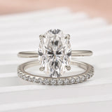 Solisfine Moissanite 4.0 Ct Hidden Halo Solitaire Oval Cut White Gold Wedding Ring