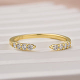 Solisfine 0.2Ct Round Cut Yellow Gold Open Moissanite Diamond Wedding Band