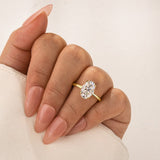 Solisfine Moissanite 3.0Ct Oval Cut Yellow Gold Promise Ring For Women