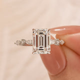Moissanite 3.5 Carat Emerald Cut Classic Engagement Ring In Sterling Silver