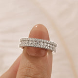 Moissanite 2.5Ct Classic Round Cut Wide Wedding Band In Sterling Silver