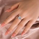 Solisfine Moissanite 3.5 Ct Emerald Cut Solitaire Engagement Ring For Her