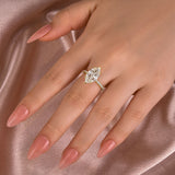 Solisfine Moissanite 4.0 Ct Marquise Cut Yellow Gold Half-Coverage Engagement Ring