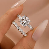Moissanite 4.0Ct Round Cut White Gold  White/ Green Wedding Ring with Round & Marquise Cut Wedding Ring
