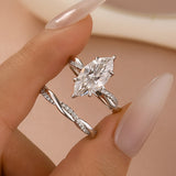 Moissanite 3.0Ct Twist Marquise Cut White Gold Wedding Ring Set