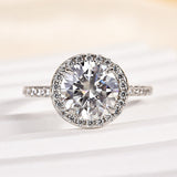 Solisfine Moissanite 2.0 Ct Halo Round Cut White Gold Engagement Ring