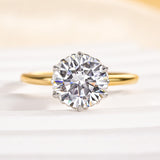 Solisfine Moissanite Two-tone 2.0 Ct Round Cut Promise Ring For Women