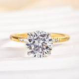 Solisfine Moissanite 2.0Ct Round Cut Elegant Two-tone Engagement Ring