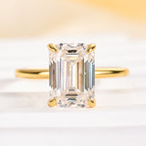 Solisfine Moissanite 3.5 Ct Emerald Cut Solitaire Engagement Ring For Her