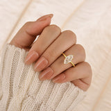 Moissanite 2.0 Ct Marquise Cut Solitaire Yellow Gold Promise Ring For Women